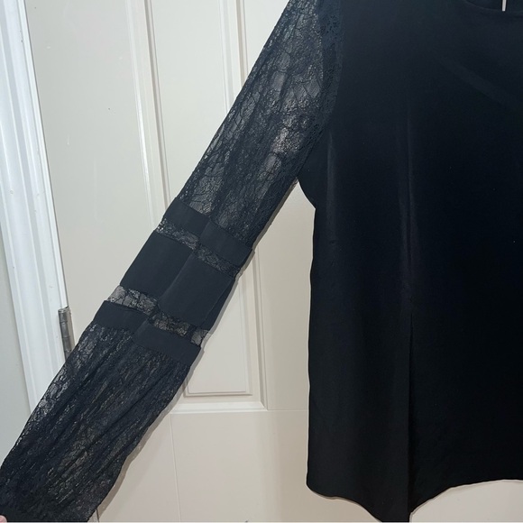 Calvin Klein Black Long Sleeve Lace Blouse Size Medium - Picture 6 of 11